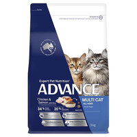 Advance Multi Cat All Ages Dry Cat Food Chicken & Salmon 3kg