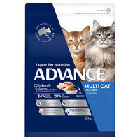 Advance Multi Cat All Ages Dry Cat Food Chicken & Salmon 6kg