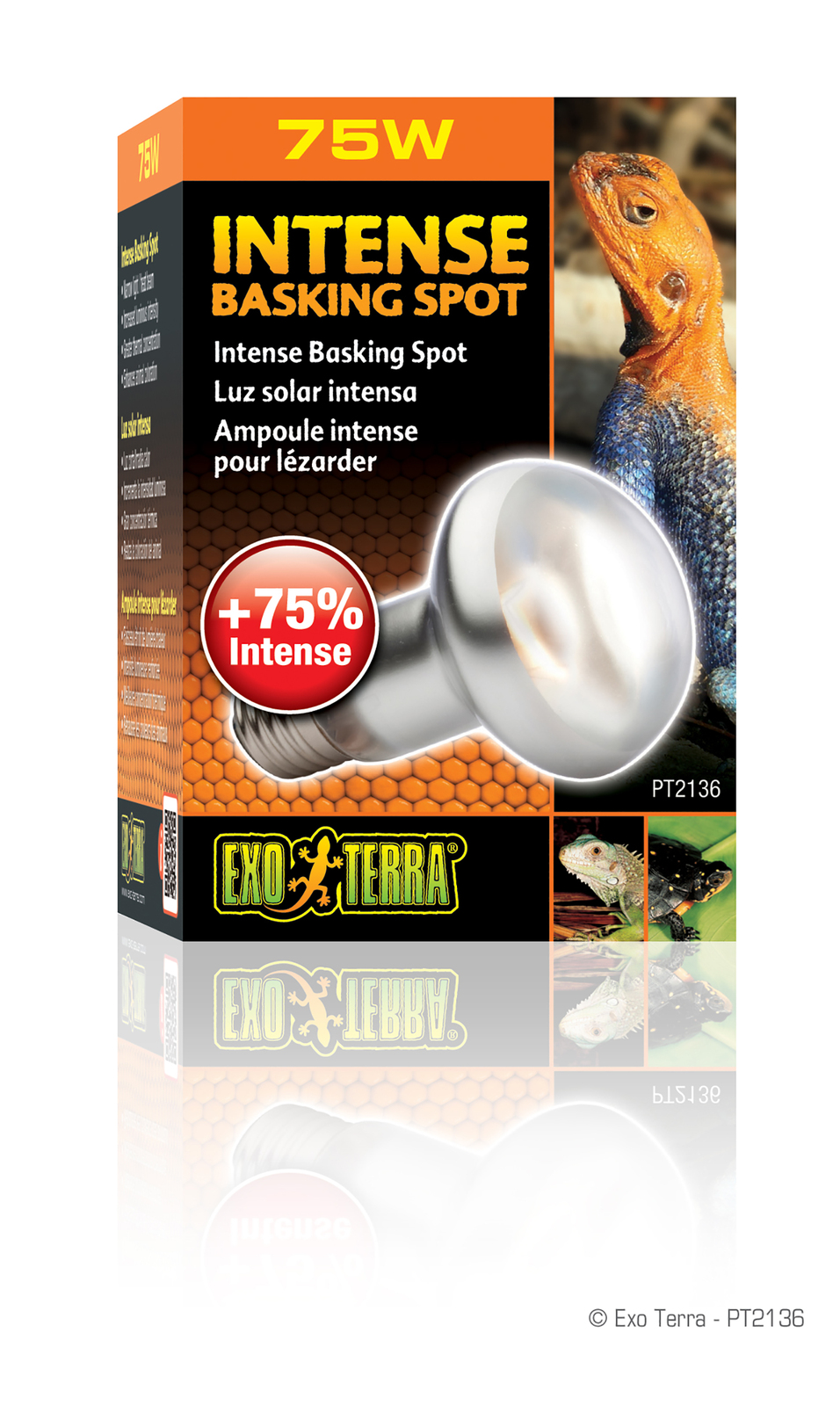 Exo Terra Reptile Swamp Basking Spot Lamp Glo Splash Resistant Bulb 75 W Light 