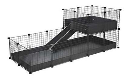 C C Guinea Pig Cage 2x5 with Loft 2x2 and Ramp Black Cubes and Corflute Enclosures