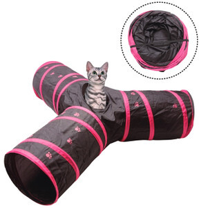 A Big Collapsible Play Toy Feline Ruff Premium 3 Way Cat Tunnel Extra Large 12 Inch Diameter and Extra Long Wide Pet Tunnel Tube for Other Pets Too! 