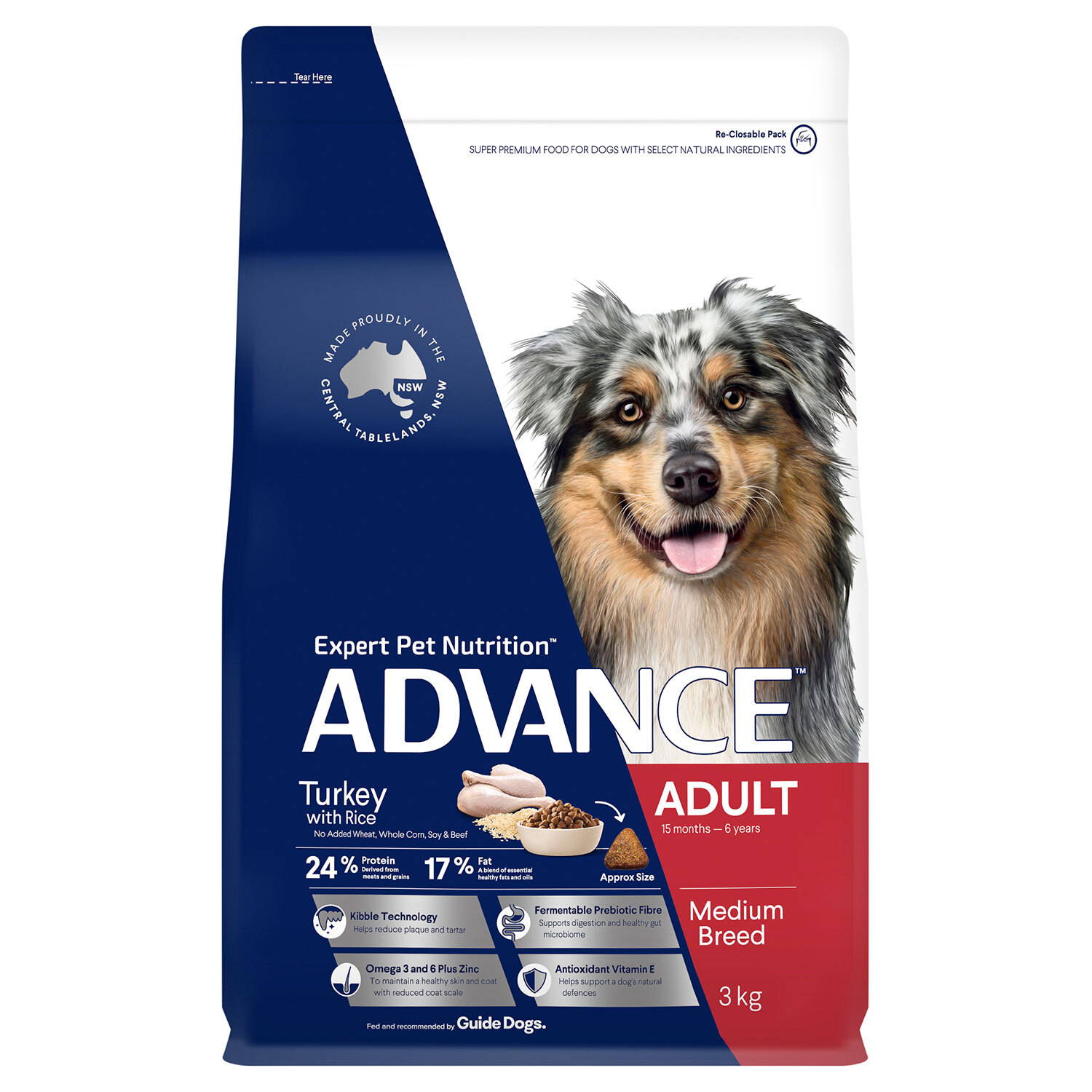 Advance Dog Turkey & Rice Medium Breed 3kg - Advance Dry Dog Food