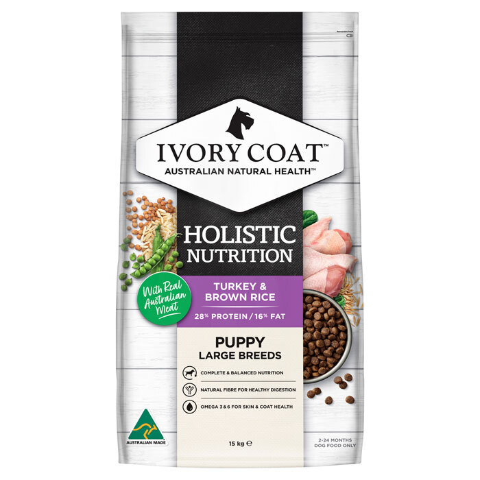 Ivory Coat Turkey & Rice Large Breed Puppy Food 15kg Ivory Coat Wholegrain Dry Dog Food