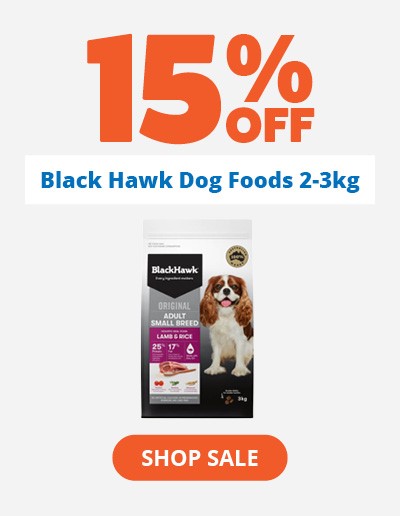 15% off black hawk dog food 2-3kg