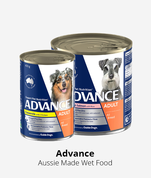 advance australian made wet dog food cans