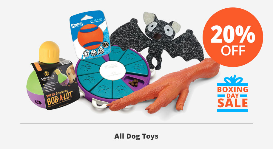 20% off all dog toys