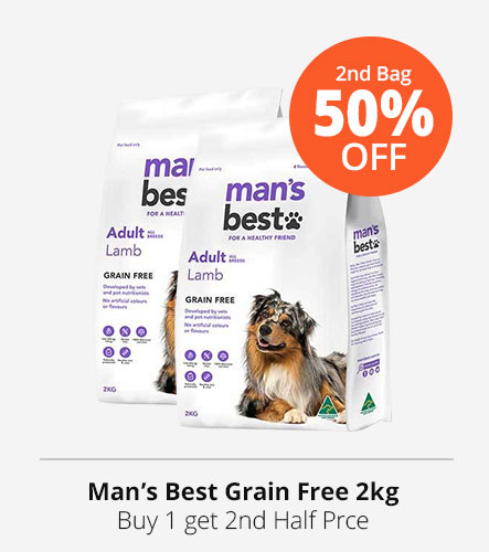 50% off 2nd bag of man's best grain free dog food 2kg