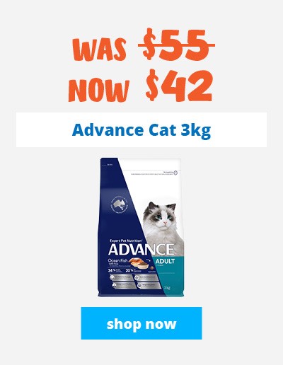 Advance cat food 3kg now $42