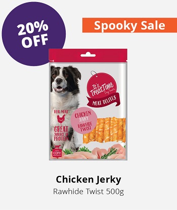it’s treat time Chicken Jerky rawhide twists 20% Off