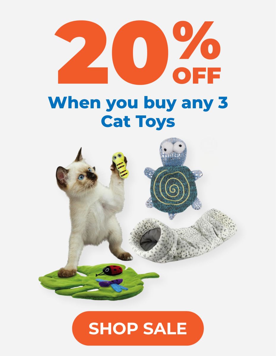 20% off when you buy any 3 cat toys