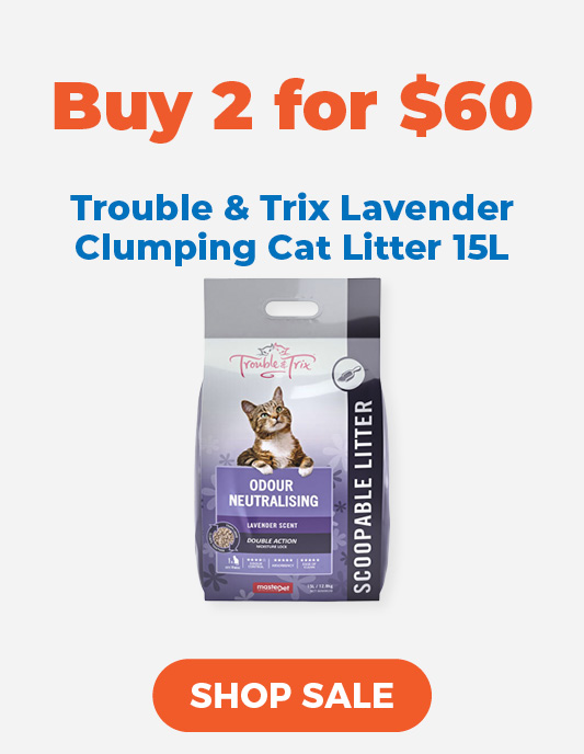 Buy 2 for $60 Trouble & Trix Lavender Clumping Cat Litter 15L