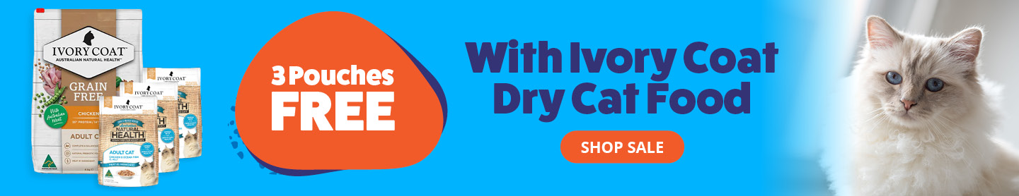 3 Pouches Free With Ivory Coat Dry Cat Food