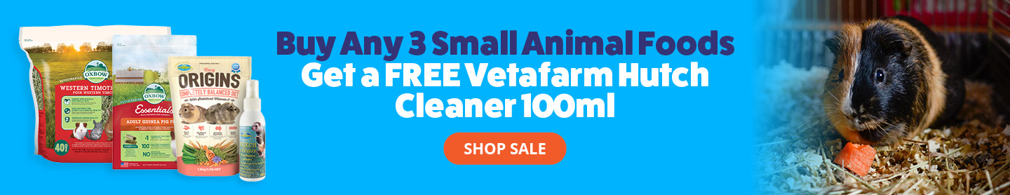 Free hutch cleaner 100ml with 3 Small Animal Foods