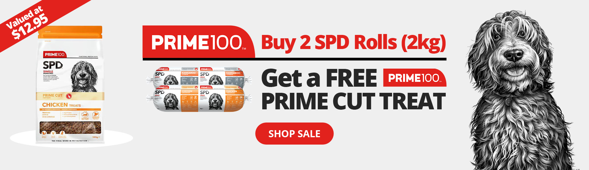 Prime100 FREE Prime Cut Treat with 2 SPD Rolls 2kg