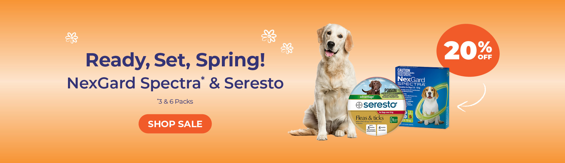 20% Off NexGard Spectra (3 & 6 packs) & Seresto