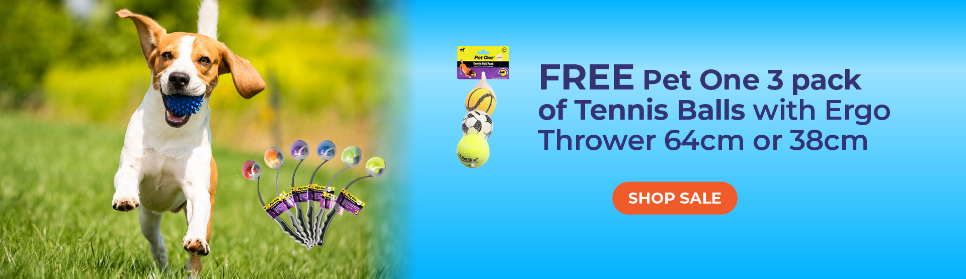 Free 3 pack tennis balls with Ergo throwers