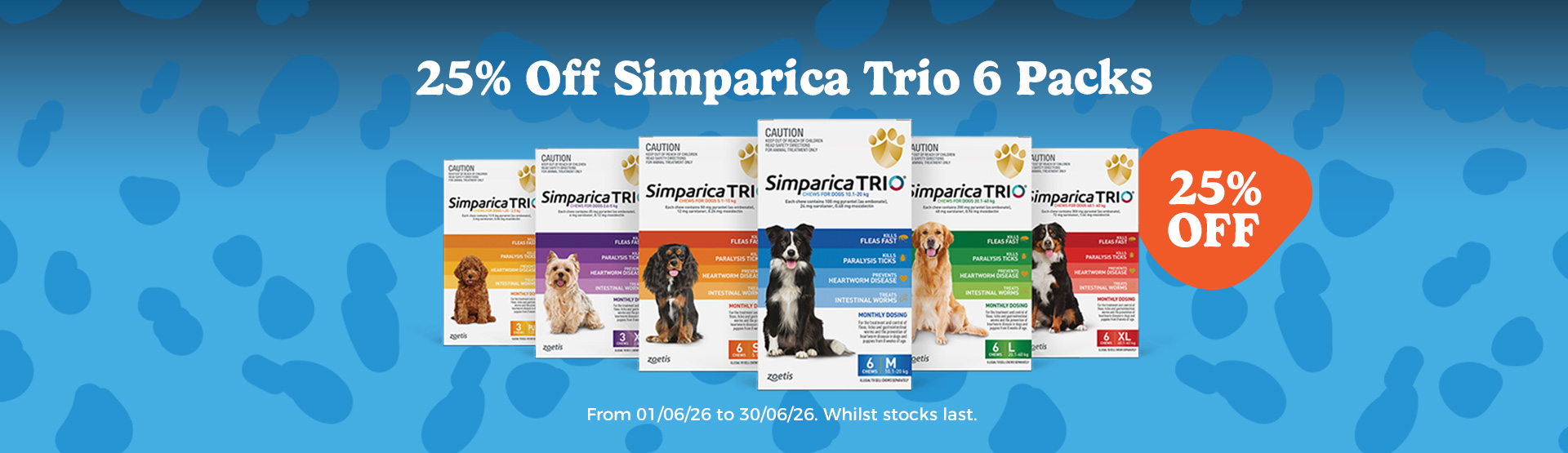 25% Off Simparica Trio 6 Packs