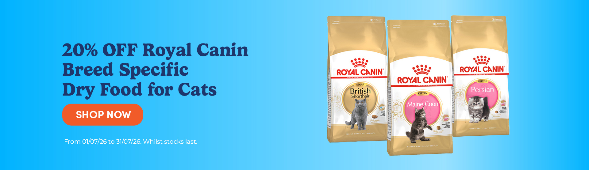 20% off Royal Canin Breed Specific Cat Dry Food