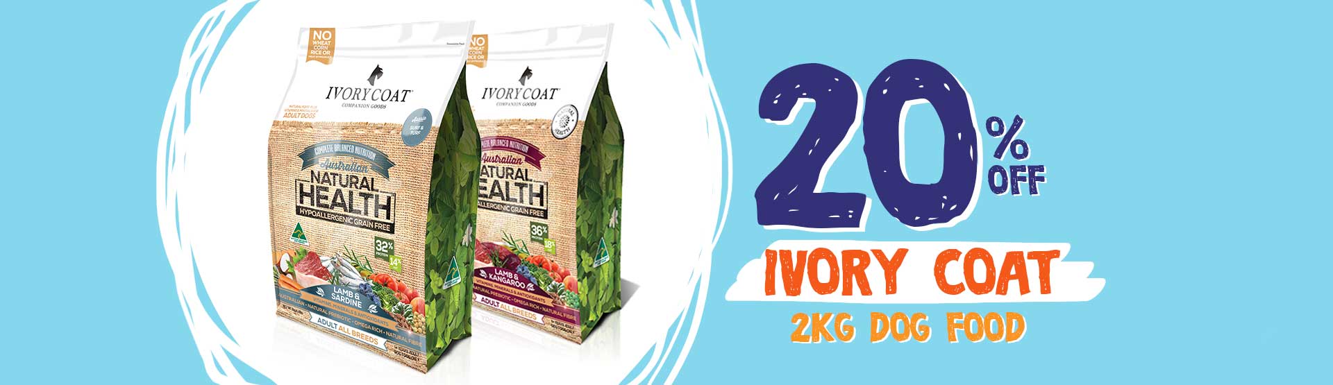 20% off Ivory Coat 2kg Dry Dog Food