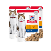 Hill's Adult 7+ Senior Cat Chicken Pouches 3x85g