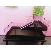 C&C Guinea Pig Cage (2x4) with Loft (2x1) and Ramp Black