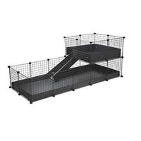 C&C Guinea Pig Cage (2x5) with Loft (2x2) and Ramp Black