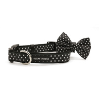 Soapy Moose Collar Neoprene Black & White Dots Medium with Bow