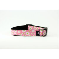 Soapy Moose Pink Daisies Handmade Dog Collar Medium
