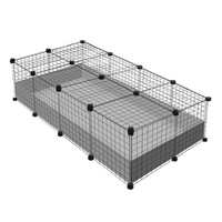 C&C Guinea Pig Cage 2x4 with Lid Kit Grey & Black