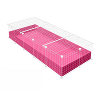 C&C Guinea Pig Cage 2x5 with Lid Kit Pink & White