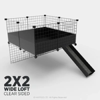 C&C Guinea Pig Cage 2x2 LOFT BLACK (Clear Sided)