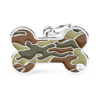 My Family Bone Camouflage Green Large Pet ID Tag Style