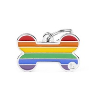 My Family Rainbow Large Bone ID Tag