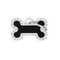 My Family Glam Bone Dog Tag Black Small