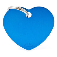 My Family ID Tag Basic Large Heart Blue