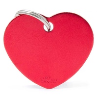 My Family ID Tag Basic Large Heart Red