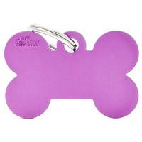 My Family ID Tag Basic Large Bone Purple
