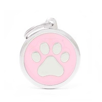 My Family ID Tag Classic Paw Large Pink