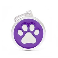 My Family ID Tag Classic Paw Large Purple