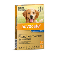 Advocate Fleas, Heartworm & Worm Treatment For Large Dog 25kg+ (3 Pack)