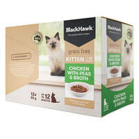 Black Hawk Cat Kitten Pouch Chicken & Peas 85g Box (12 Pouches)