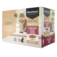 Black Hawk Cat Pouch Chicken & Lamb 85g Box (12 Pouches)