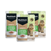 Black Hawk Cat Pouch Chicken & Pea Broth 85g 3x Pouches