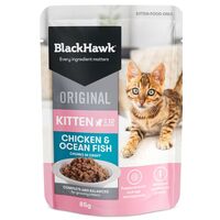 Black Hawk Kitten Food Pouch Chicken and OceanFish in Gravy 85g