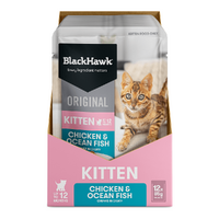 Black Hawk Kitten Food Pouch Chicken and OceanFish in Gravy 12x85g