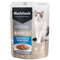 Black Hawk Adult Cat Food Pouch Chicken & Seafood 85g