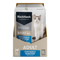 Black Hawk Adult Cat Food Pouch Chicken & Seafood 12x85g