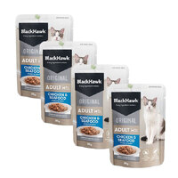 Black Hawk Adult Cat Food Pouch Chicken & Seafood 4x85g