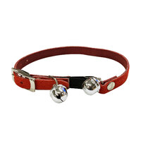 Suede Cat Collar Dual Bell Red