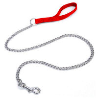 Heavy Chain Lead with Nylon Handle Red 120cm